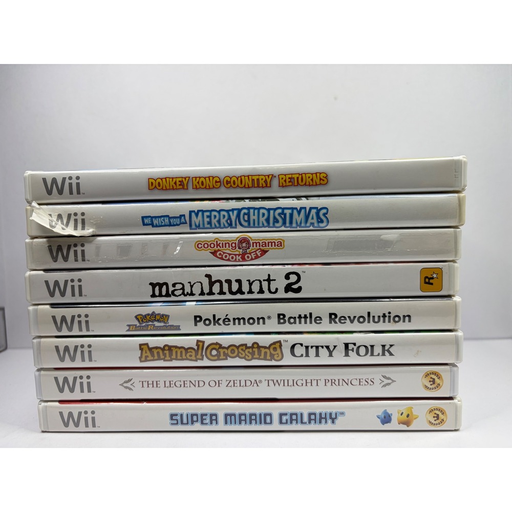 Nintendo Wii Games Lot of 8 Zelda Mario Galaxy Manhunt 2 Pokemon Animal Crossing